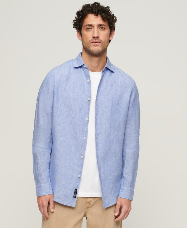 Superdry Studios Casual Linen L/S Shirt - Light Blue Chambray