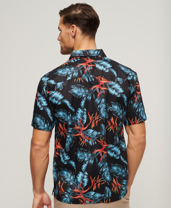 Superdry Hawaiian Shirt - Dark Navy Fire