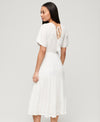 Superdry Embroidered Tiered Midi Dress - Off White