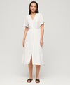 Superdry Embroidered Tiered Midi Dress - Off White