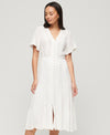 Superdry Embroidered Tiered Midi Dress - Off White