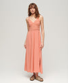 Superdry Jersey Lace Maxi Dress - Fusion Coral