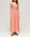 Superdry Jersey Lace Maxi Dress - Fusion Coral