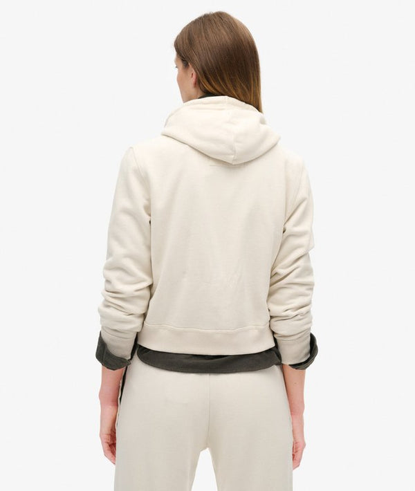 Superdry Athletic Relaxed Crop Ziphood - Turtledove Cream