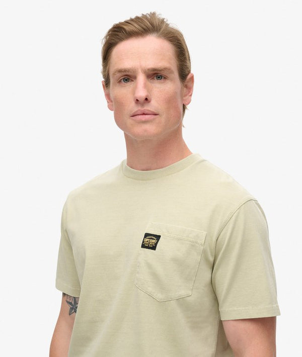 Superdry Contrast Stitch Pocket T-Shirt - Washed Pelican Beige