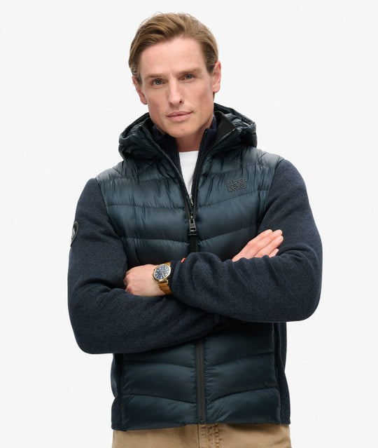 Superdry Hooded Knit Storm Hybrid Jacket - Eclipse Navy [Size S]