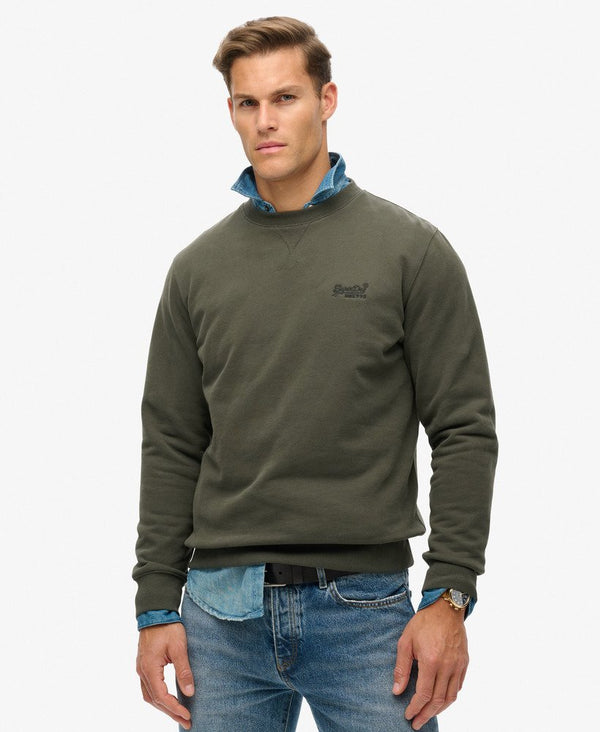 Superdry Essential Logo Crew Sweatshirt - Dark Grey Green