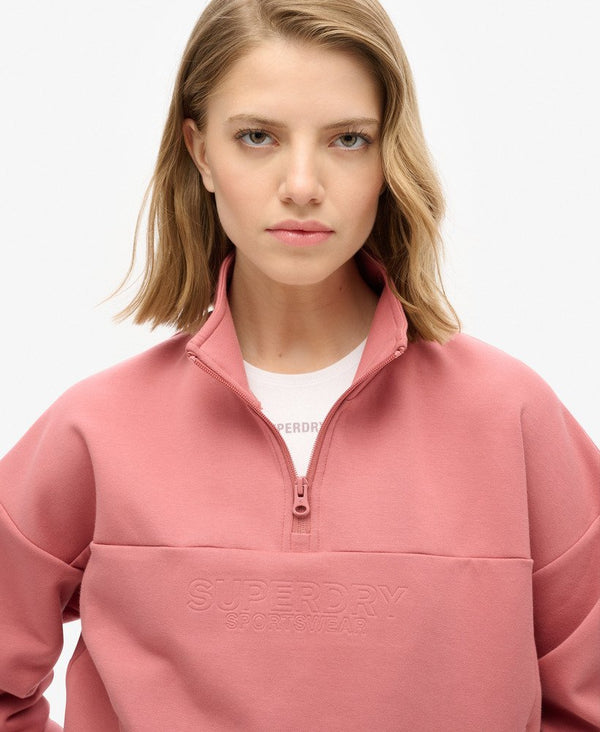 Superdry Sport Tech Relaxed Half Zip - Withered Rose