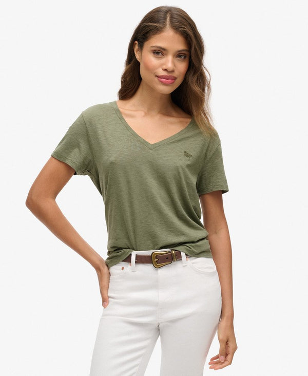 Superdry Studios Slub Vee Tee - Sea Spray Green