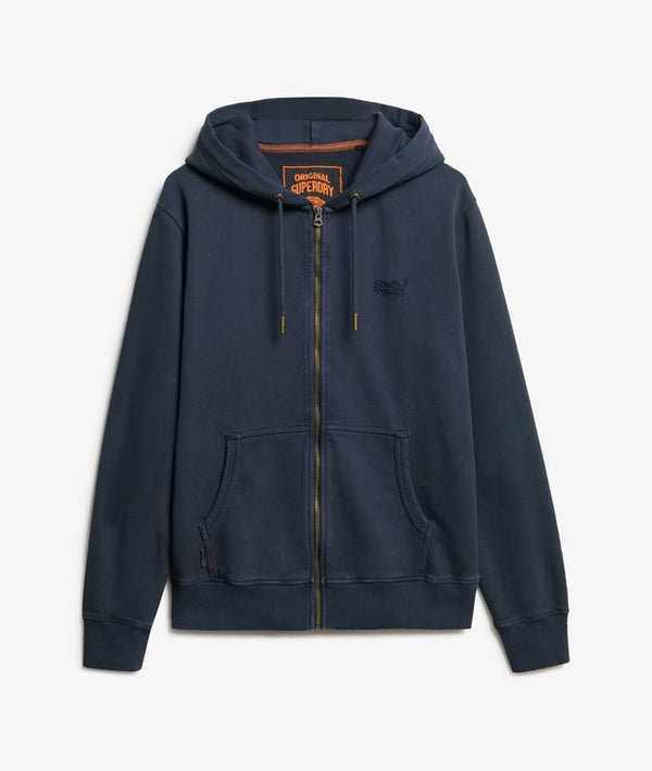 Superdry Essential Logo Washed Ziphood - Eclipse Navy