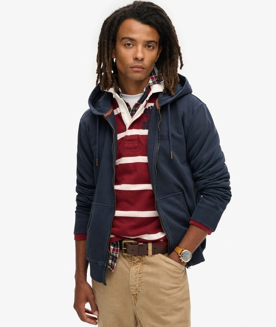 Superdry Essential Logo Washed Ziphood - Eclipse Navy [Size S]