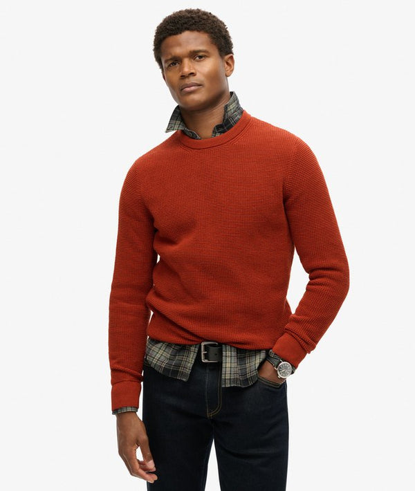 Superdry Textured Crew Knit Jumper - Autumnal Orange