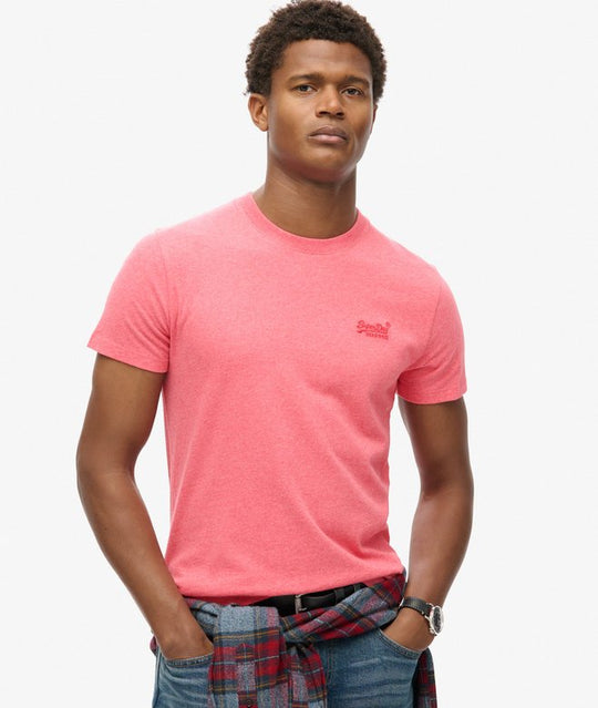 Superdry Essential Logo Embroidered Tee - Punch Pink Marl
