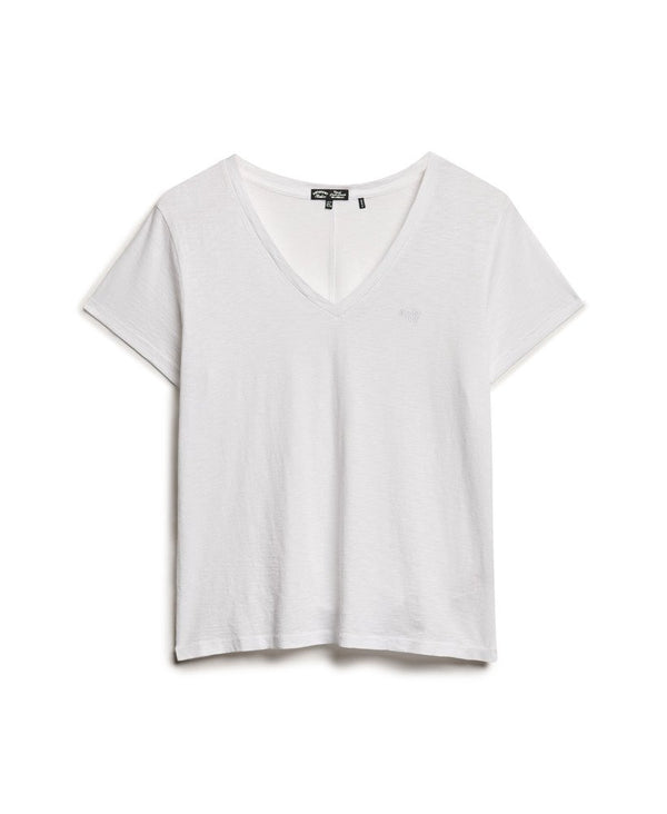 Superdry Studios Slub Embroidered Vee Tee - Optic