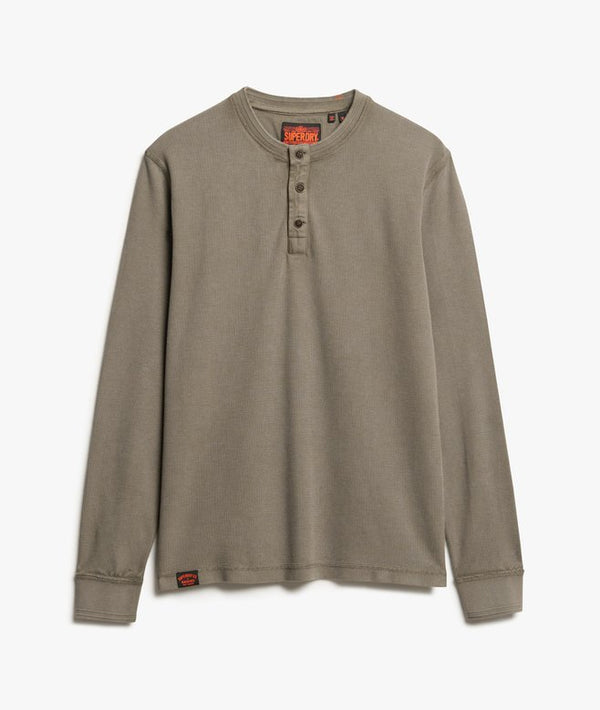 Superdry Vintage Textured Grandad Top - Morel Brown