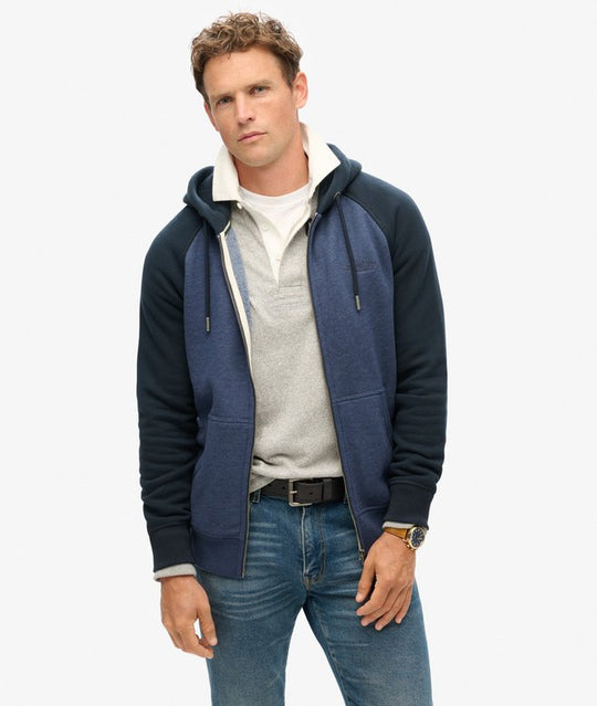 Superdry Essential Baseball Ziphood - Heritage Navy Marl/Eclipse Navy