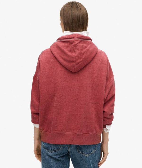 Superdry Essential Logo Over Dyed Hoodie - Rich Port