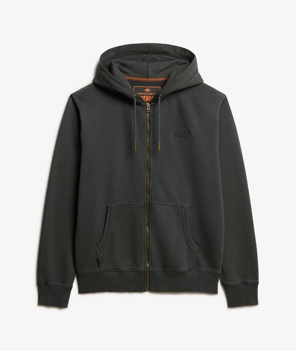 Superdry Essential Logo Washed Ziphood - Washed Black