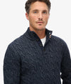 Superdry Cable Button Neck Jumper - Darkest Navy