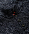 Superdry Cable Button Neck Jumper - Darkest Navy