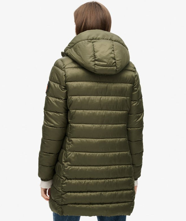 Superdry Hooded Fuji Midi Padded Jacket - Dusty Olive Green