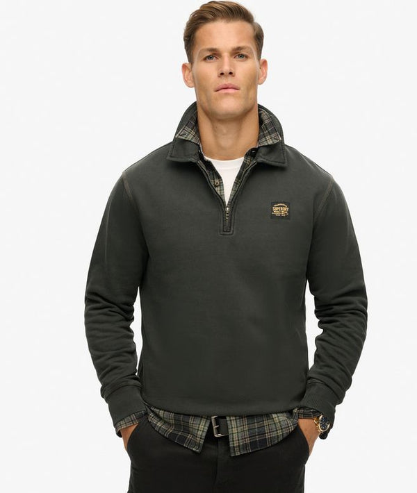 Superdry Contrast Stitch Half Zip Thru - Washed Black