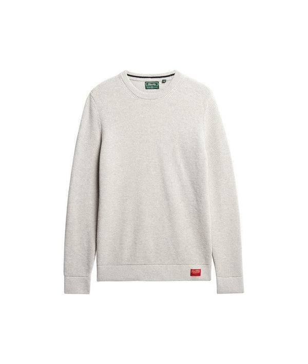 Superdry Textured Crew Knit Jumper - Light Grey