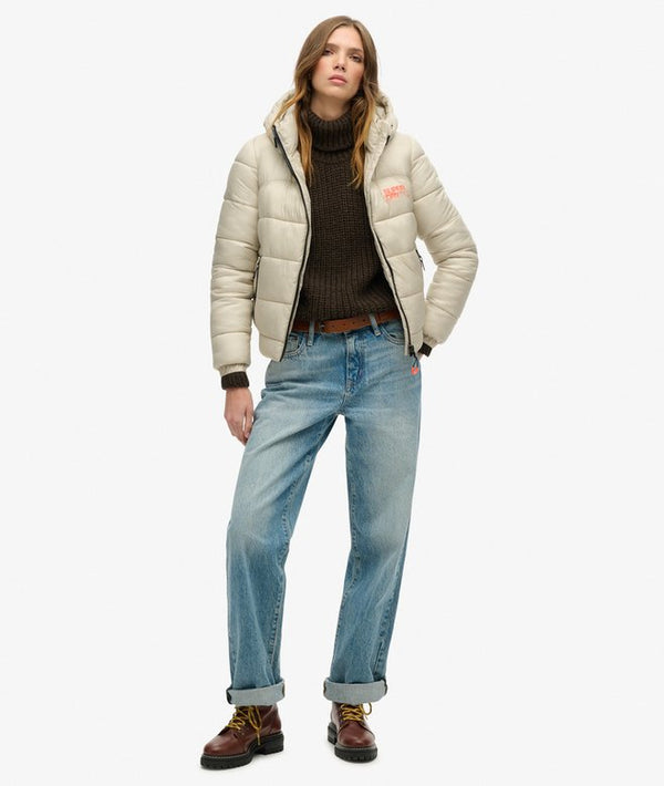 Superdry Sports Puffer Bomber Jacket - Pelican Beige