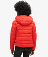Superdry Hooded Microfibre Padded Jacket - Sunset Red