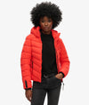 Superdry Hooded Microfibre Padded Jacket - Sunset Red