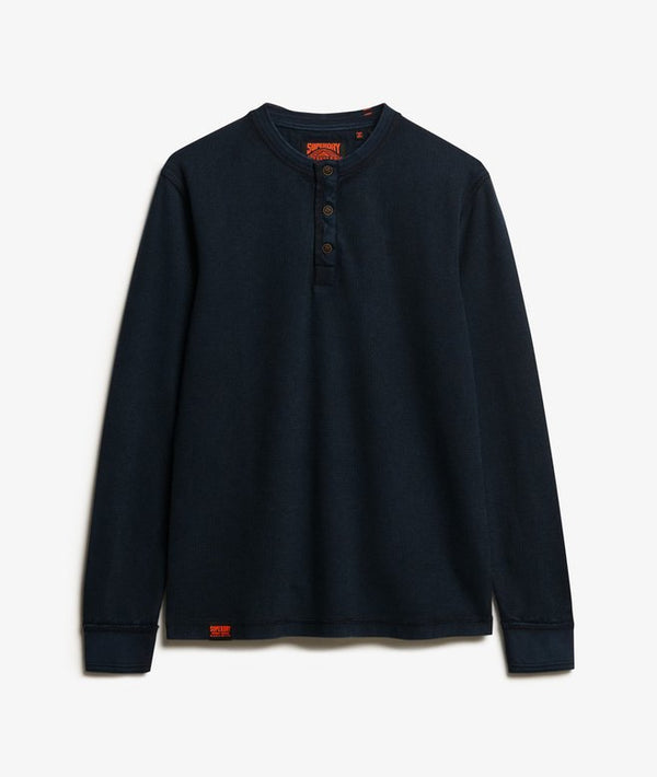 Superdry Vintage Textured Grandad Top - Eclipse Navy