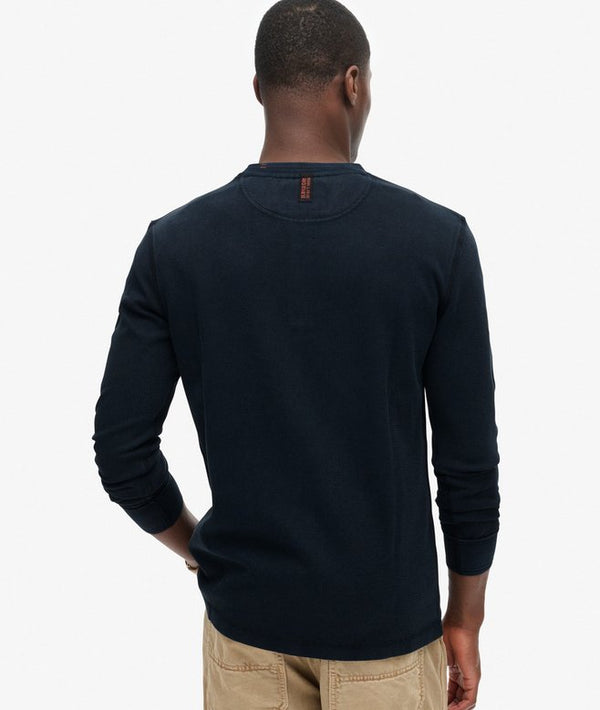 Superdry Vintage Textured Grandad Top - Eclipse Navy