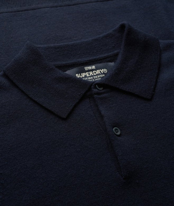 Superdry Long Sleeve Polo Jumper - Lauren Navy