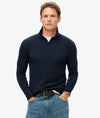 Superdry Merino Long Sleeve Polo Jumper - Lauren Navy