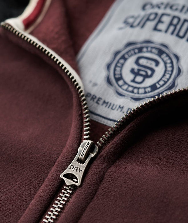 Superdry Essential Baseball Ziphood - Rich Deep Burgundy/Black