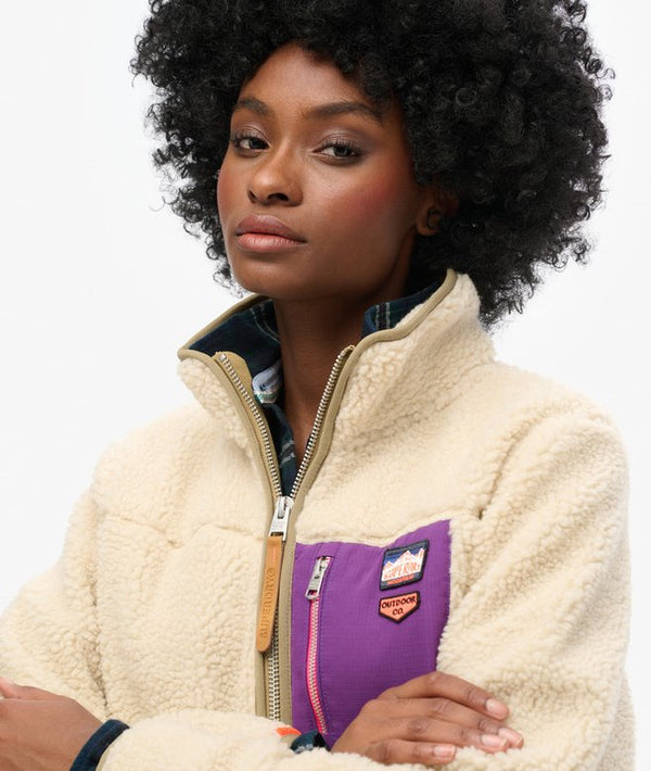Superdry Vintage Retro Half Zip Fleece - Oatmeal Beige