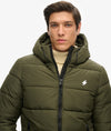 Superdry Hooded Sports Puffer Jacket - Dark Moss