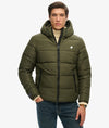 Superdry Hooded Sports Puffer Jacket - Dark Moss