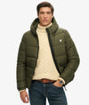 Superdry Hooded Sports Puffer Jacket - Dark Moss