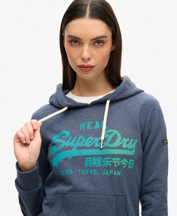 Superdry Tonal Graphic Hoodie -Indigo Marl