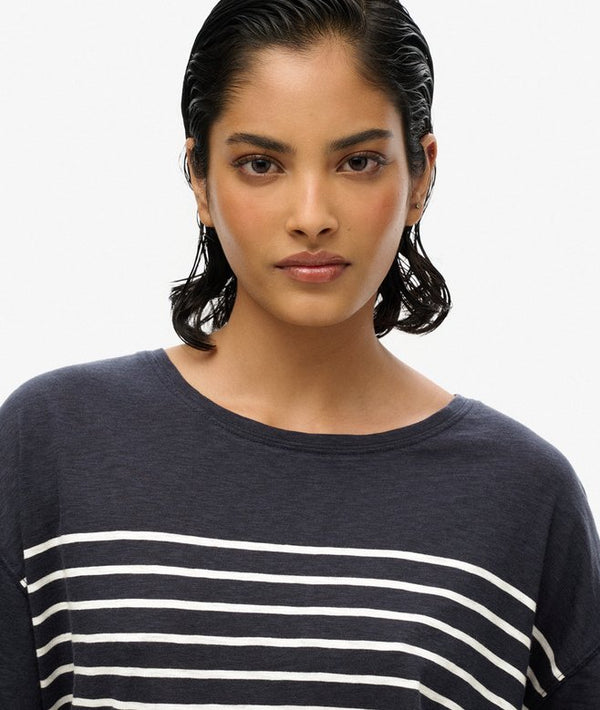 Superdry Studios Dropped Shoulder Tee - Navy Optic Stripe