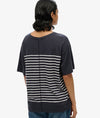 Superdry Studios Dropped Shoulder Tee - Navy Optic Stripe