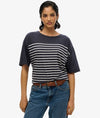 Superdry Studios Dropped Shoulder Tee - Navy Optic Stripe