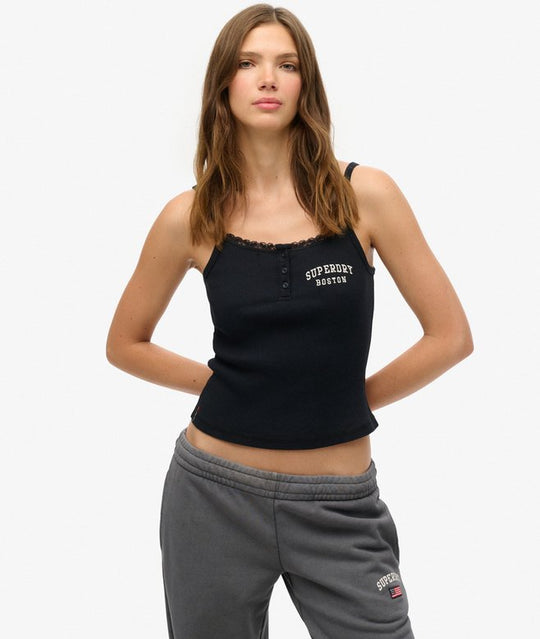 Superdry Athletic Essentials Embroider Button Cami - Eclipse Navy