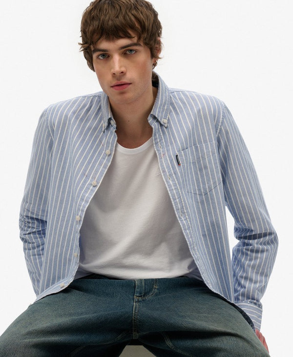 Superdry Essentials Oxford Shirt - Broker Navy Stripe
