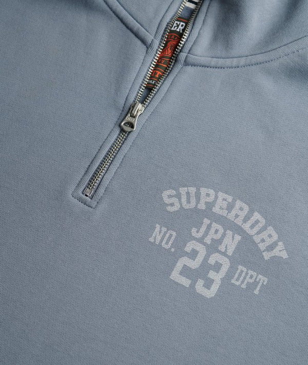 Superdry Athletic Essential Half Zip - Flint Stone Blue Grey