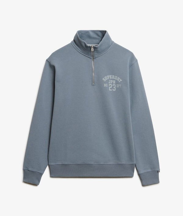 Superdry Athletic Essential Half Zip - Flint Stone Blue Grey