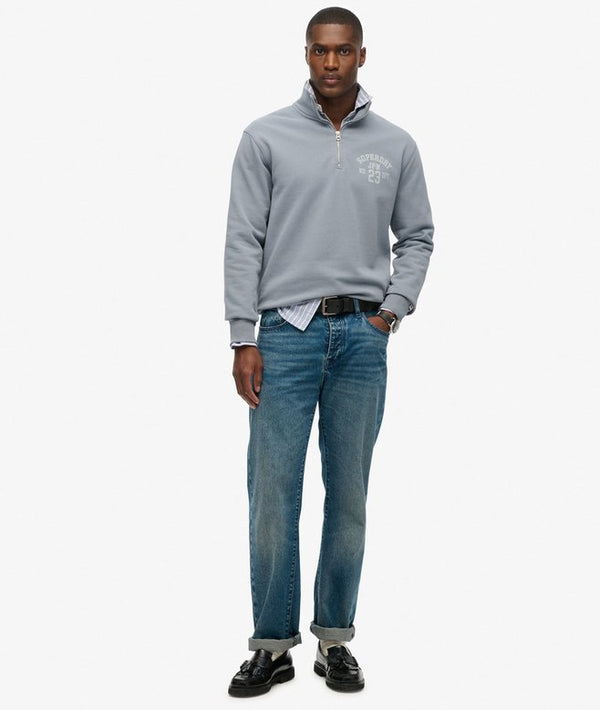 Superdry Athletic Essential Half Zip - Flint Stone Blue Grey
