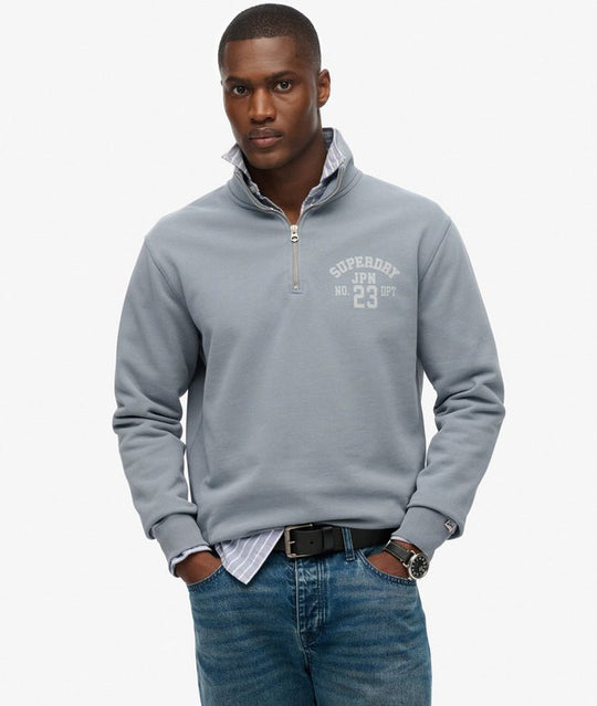 Superdry Athletic Essential Half Zip - Flint Stone Blue Grey