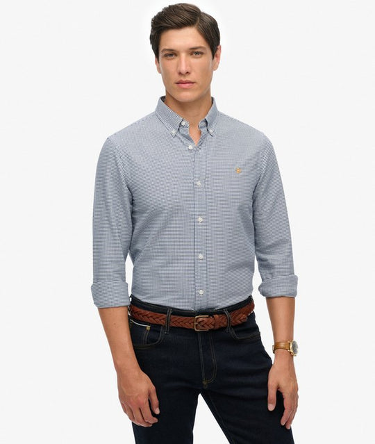 Superdry Classic Oxford Long Sleeve Shirt - Ocean Navy Gingham